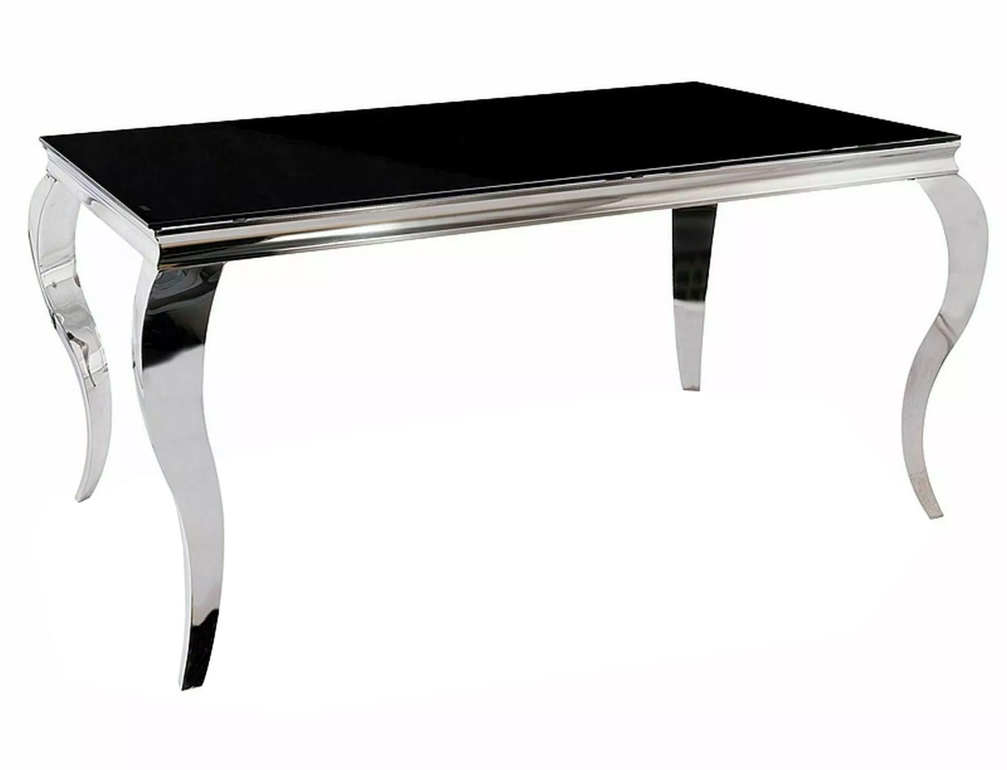 ESSTISCH Prince schwarz / Chrom 180 / 90 / 75cm - Schwarz/Grau, Glas/Holz (90/180/75cm) - Feldmann-Wohnen