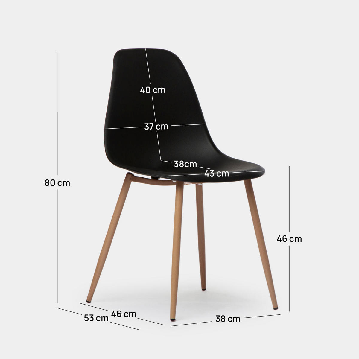 GARTENSTUHL Nina Schwarz 45 cm x 80 cm 6er-Set - Schwarz, Kunststoff (45/80/53cm) - Klast Home