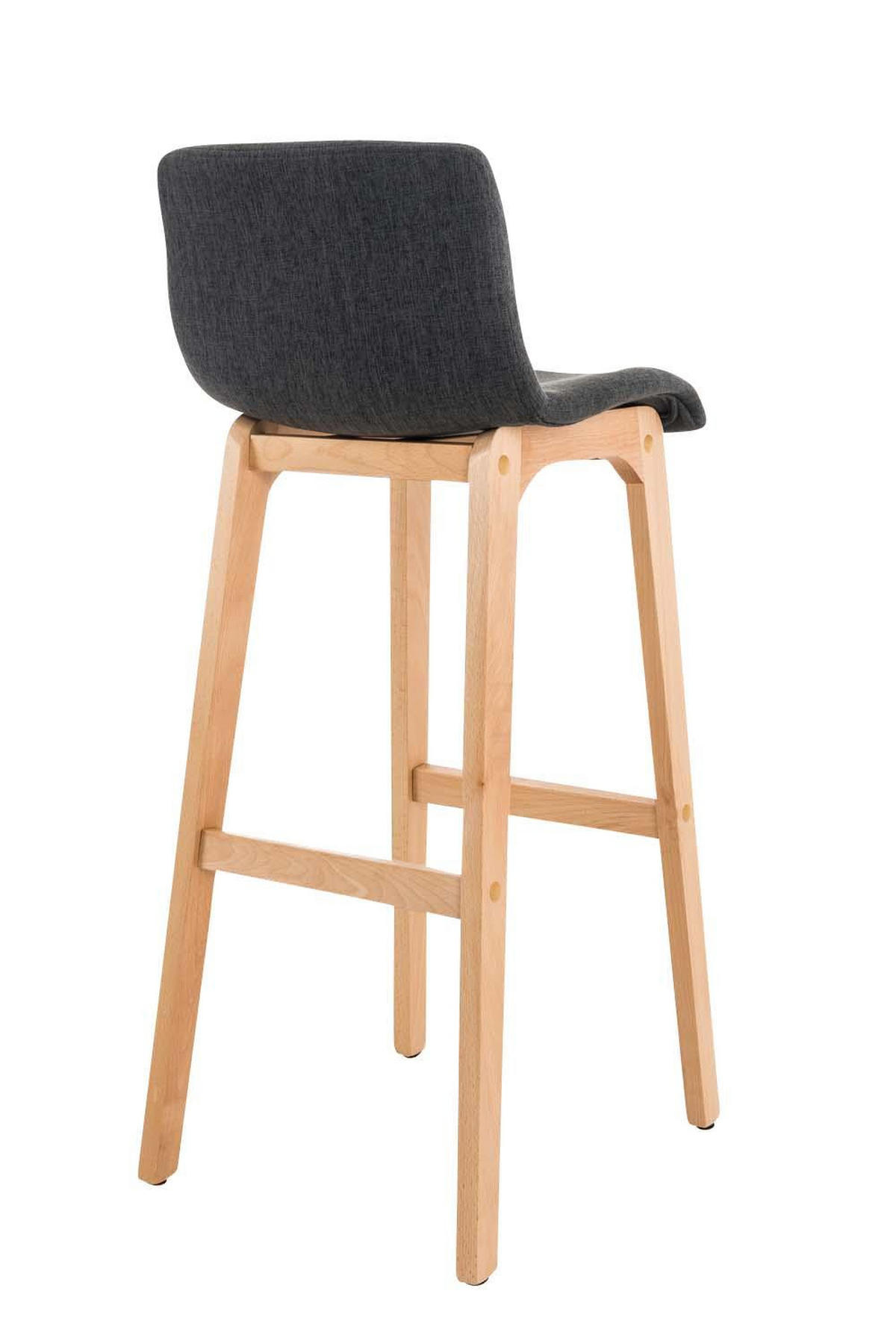 BARHOCKER Stoff dunkelgrau - Eukalyptusholzfarben/Dunkelgrau, Holz/Textil (41/101/46cm) - CLP