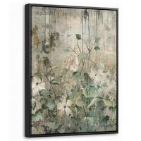 LEINWAND Bilder mit Rahmen - Blumen - Blätter - Abstrakt - Modern - 30x40 - Grau, Textil (30/40cm) - MuchoWow
