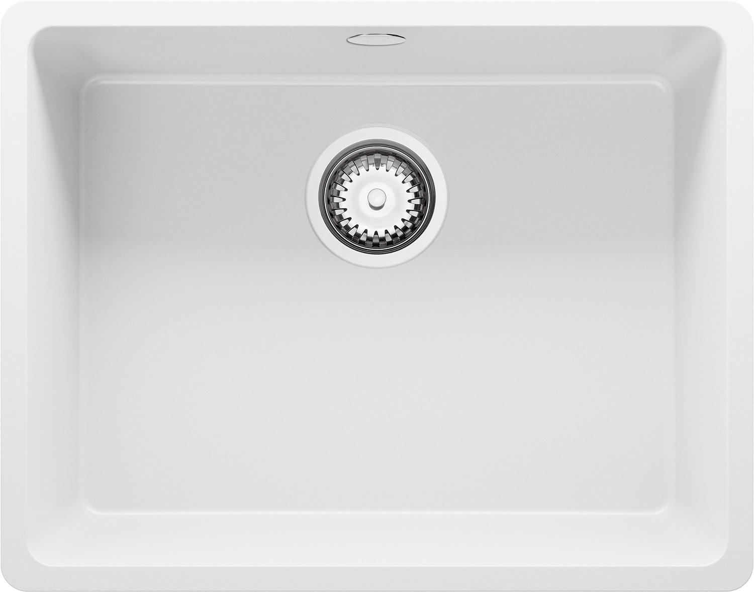 SPÜLBECKEN Venedig Slim Easy, 2-er set Weiß 56/44 cm 1 Becken + Ablauf-Set ab 60er Unterschrank - Chromfarben/Weiß, Kunststoff (56/20/44cm) - Primagran