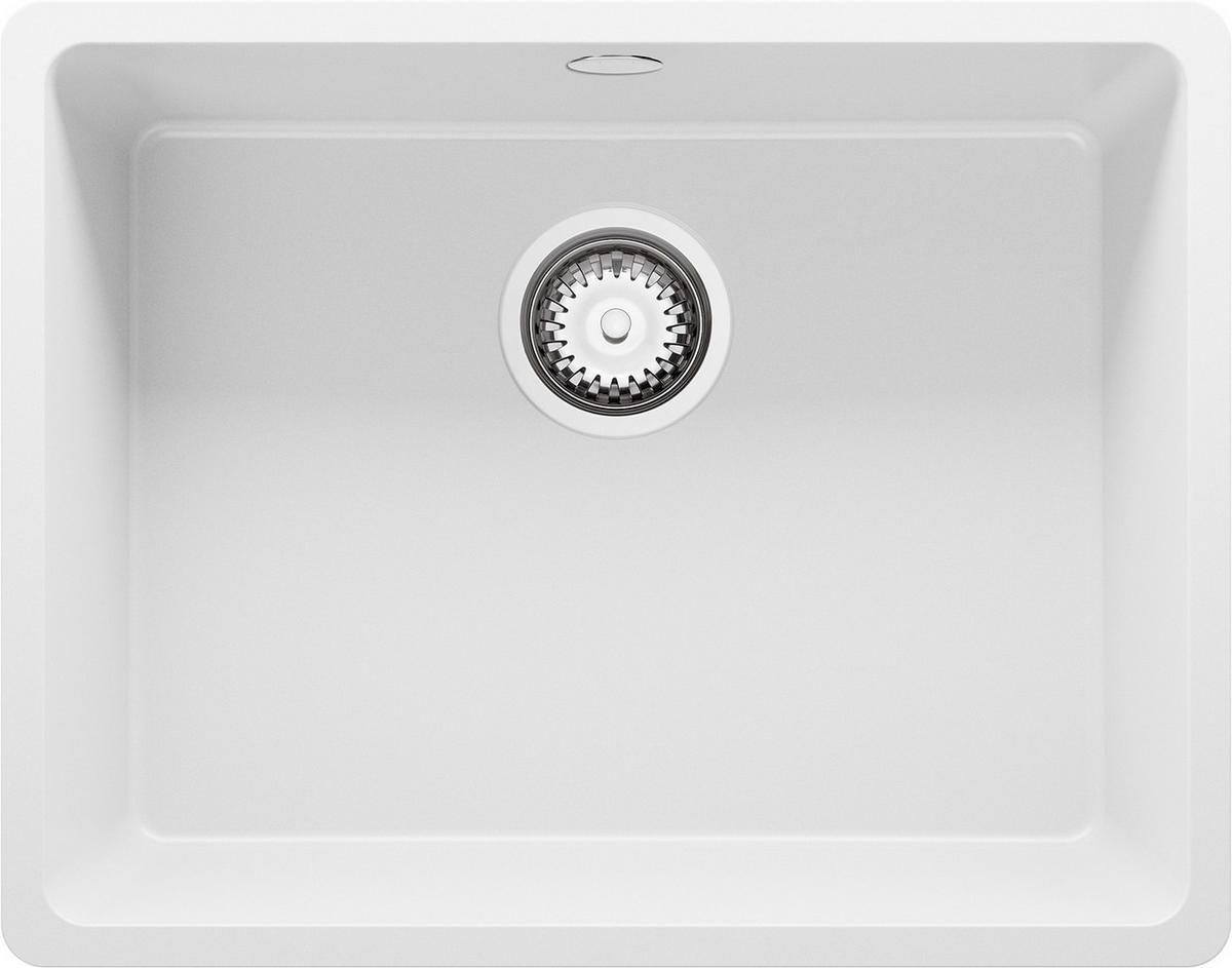 UNTERBAUSPÜLE GRANIT Venedig Easy, 2-er set Weiß 56/44 cm 1 Becken + Ablauf-Set ab 60er Unterschrank - Chromfarben/Weiß, Kunststoff (56/20/44cm) - Primagran