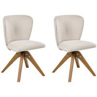 ESSZIMMERSTUHL 2er-Set drehbar Stoff Hellbeige Coso - Beige, Textil (64/84/64cm) - Beliani