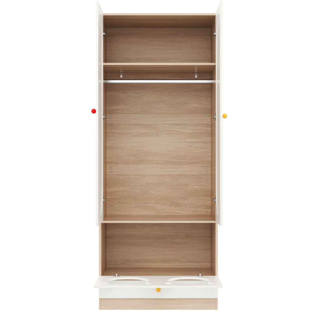 KLEIDERSCHRANK aus MDF 160x50x200 cm Natur/Weiß mit Kleiderstange und Haustierbereich - Naturfarben, Holzwerkstoff (80/200/50cm) - Modfu