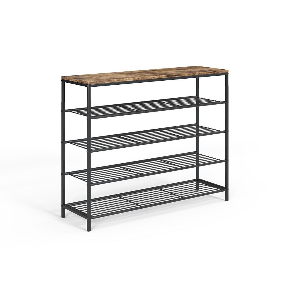 SCHUHBANK Fyrk Eiche rustikal 100 x 80 cm - Wildeiche/Schwarz, Holzwerkstoff (100/80/30cm) - Vicco