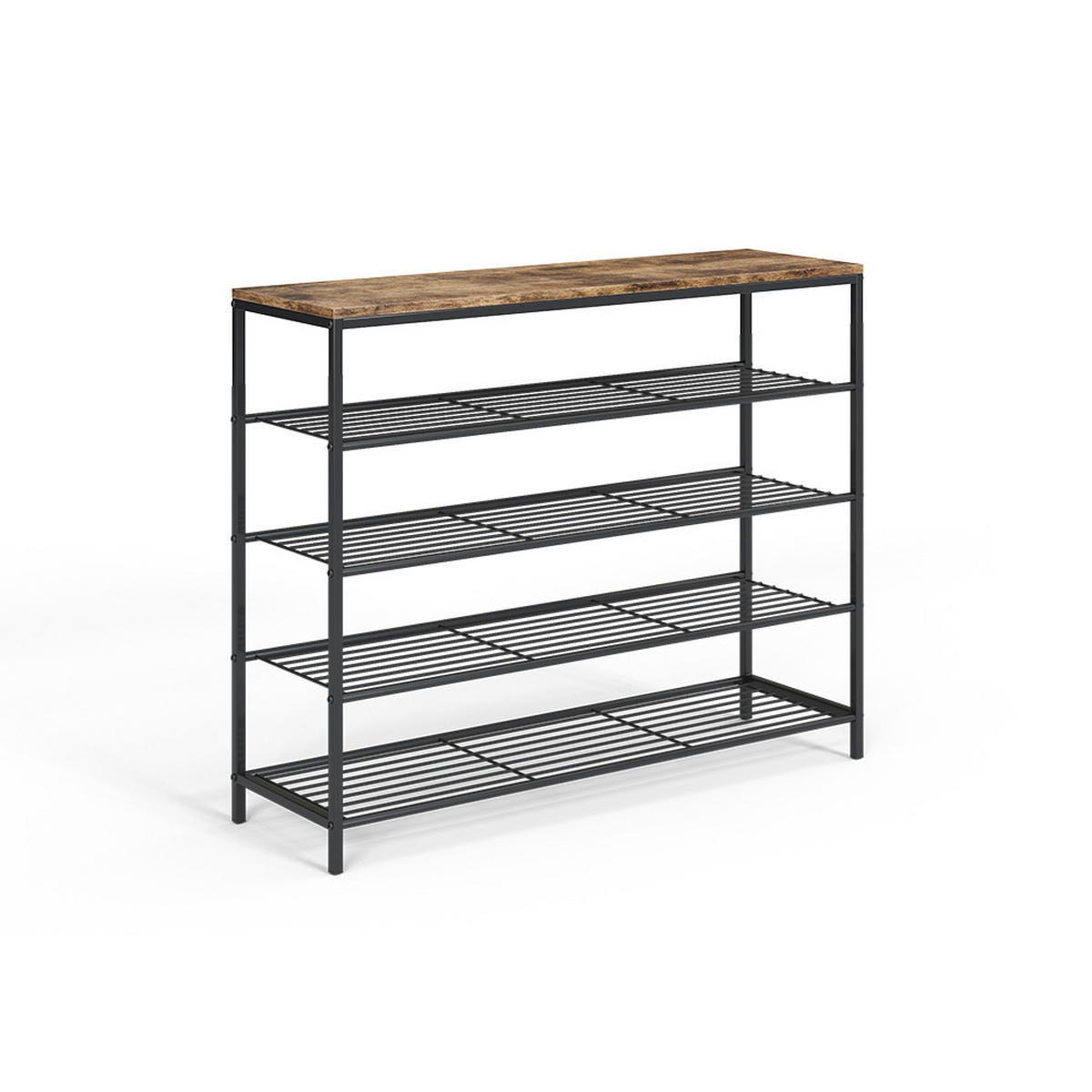 SCHUHBANK Fyrk Eiche rustikal 100 x 80 cm - Wildeiche/Schwarz, Holzwerkstoff (100/80/30cm) - Vicco