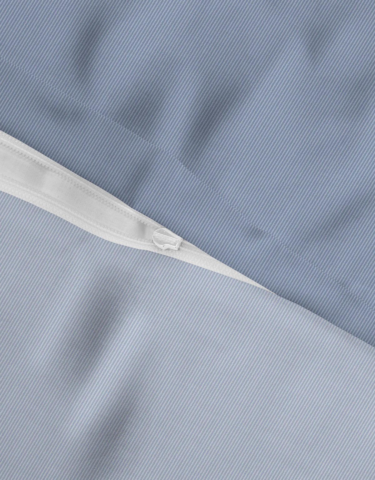 BETTWÄSCHE-GARNITUR Satin Feine Streifen blau, 155x200 cm + 80x80 cm - Blau, Textil (155/200cm) - biberna
