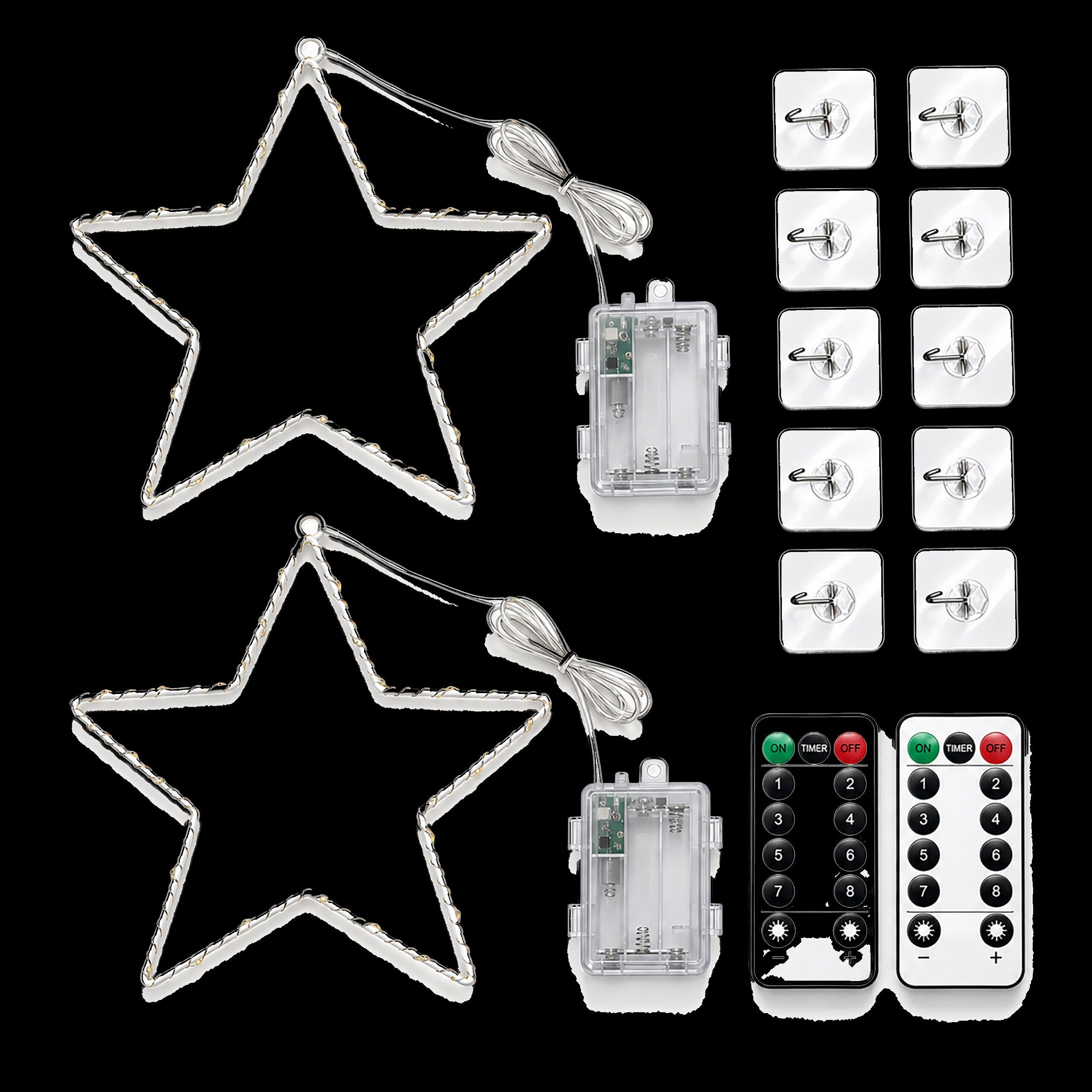 WEIHNACHTSSTERN Weiß LED 2er-Set 30 cm warmweiß - Weiß, Kunststoff/Metall (29/30/2cm) - Relaxdays
