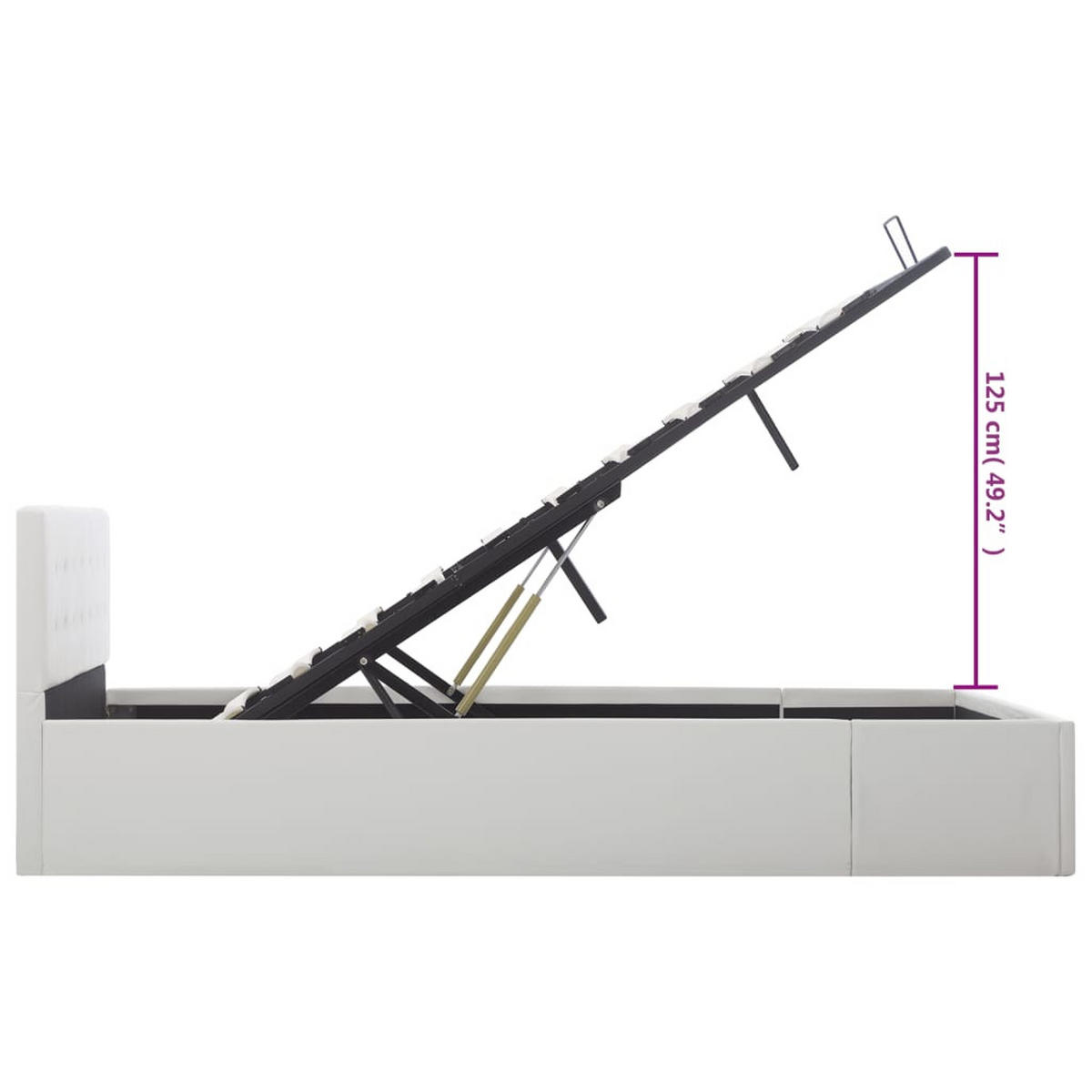 STAURAUMBETT Hydraulisch Weiß Kunstleder 140/200 Cm - Weiß, Leder - vidaXL