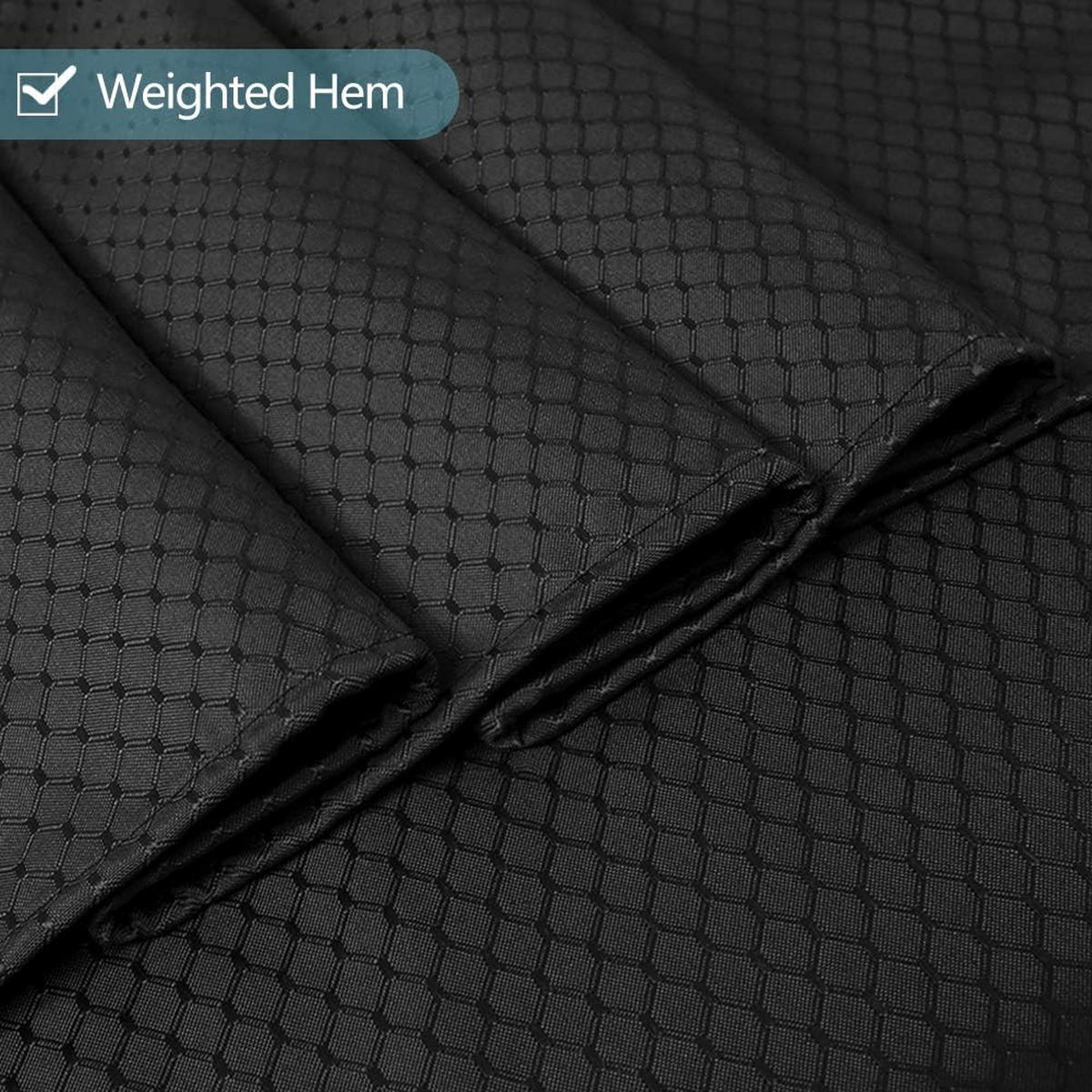 DUSCHVORHANG Waffelstruktur Stoff wasserdicht für Badewanne oder Badezimmer Schwarz - Schwarz, Textil (120/180cm) - MCBOSON