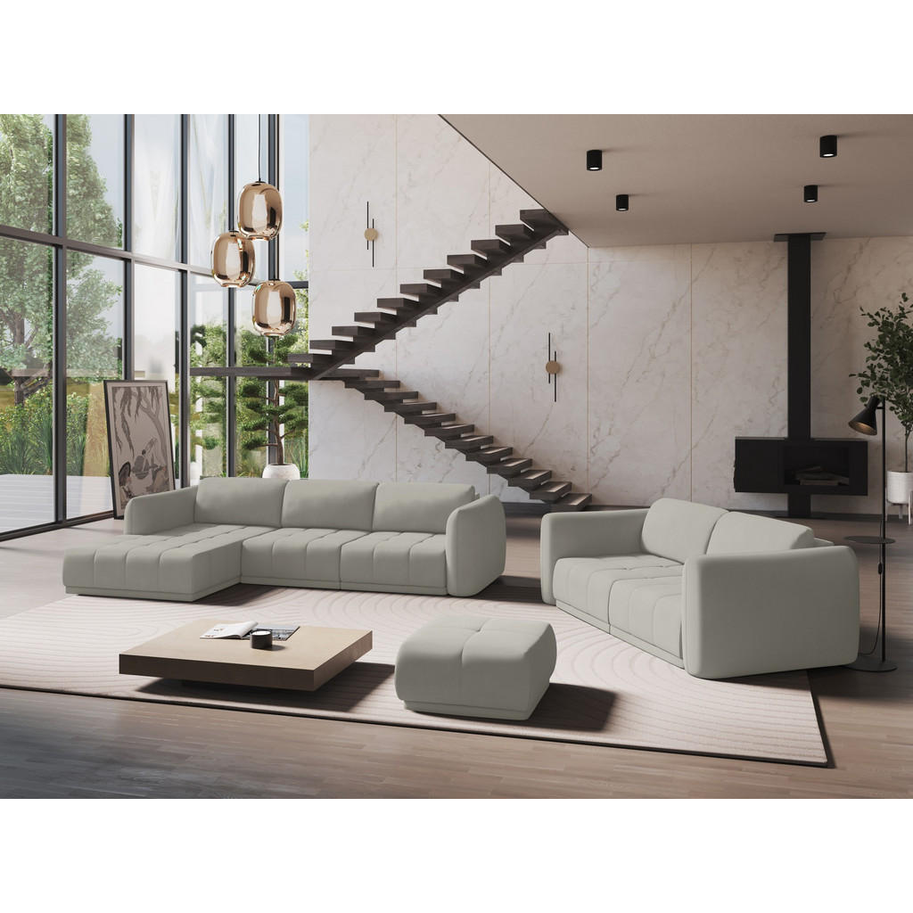 Thumbnail - Makamii Ecksofa, Beige, Textil, 3-Sitzer, Füllung: Schaumstoff, L-Form, Ottomane links, 290x170 cm, Made in EU, Wohnzimm...
