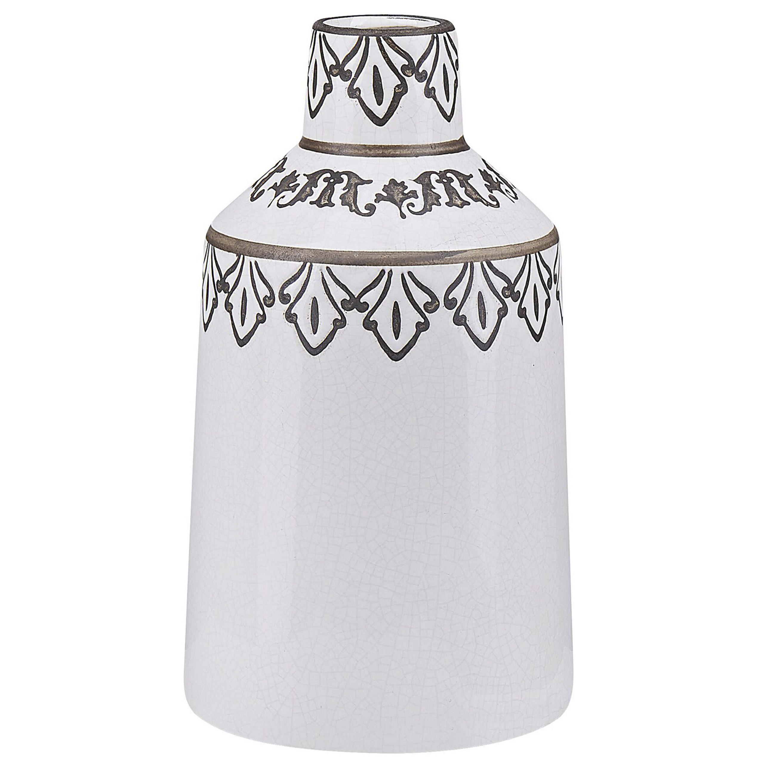 BLUMENVASE Steinzeug weiß Amisos - Weiß, Stein (25cm) - Beliani