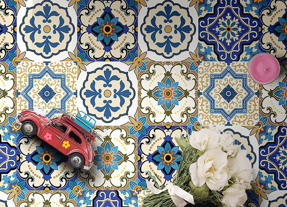 VINYL TEPPICH 150x225 cm Portugiesische Kacheln - Blau, Kunststoff (150/225cm) - TULUP