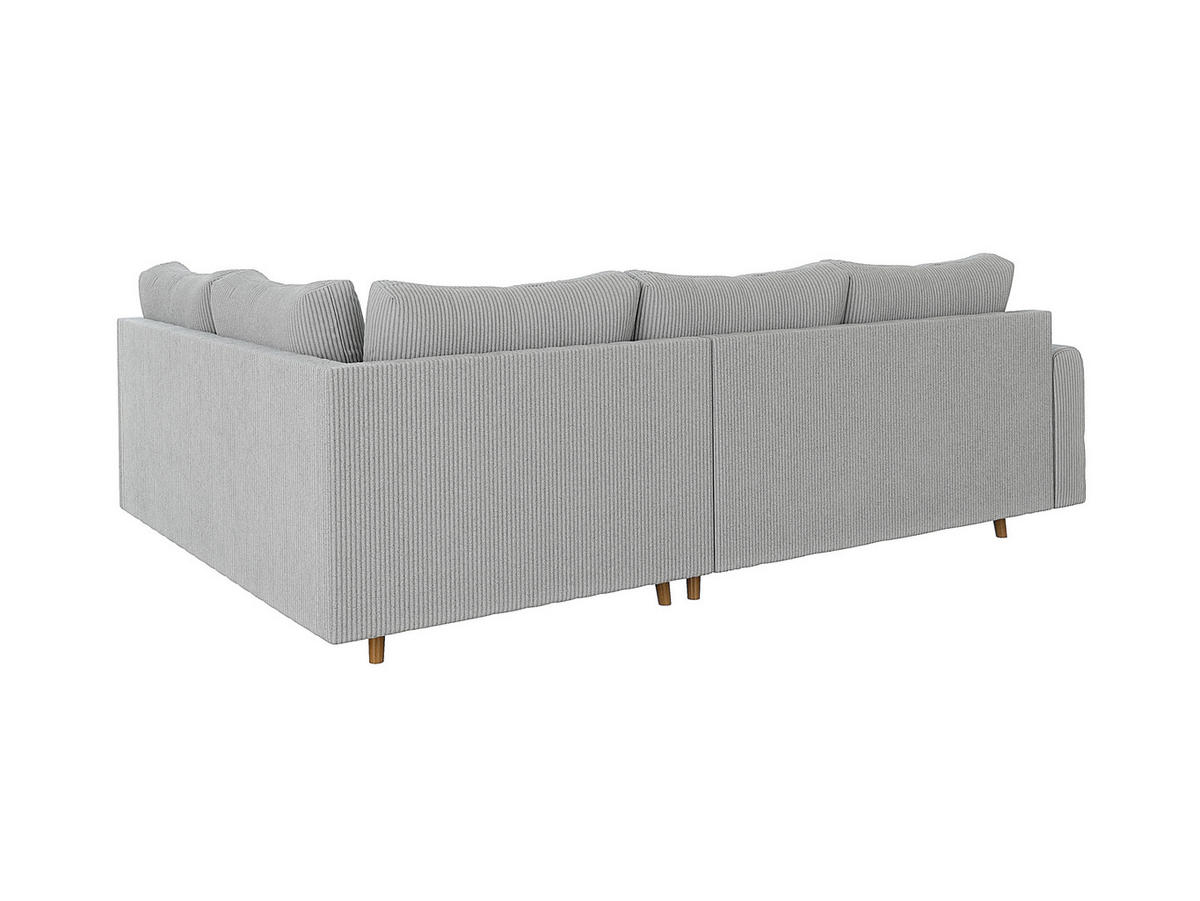 ECKSOFA Alma Hellgrau Cord - Ottomane rechts - Hellgrau/Braun, Holz/Textil (231/161cm) - S-Style Möbel