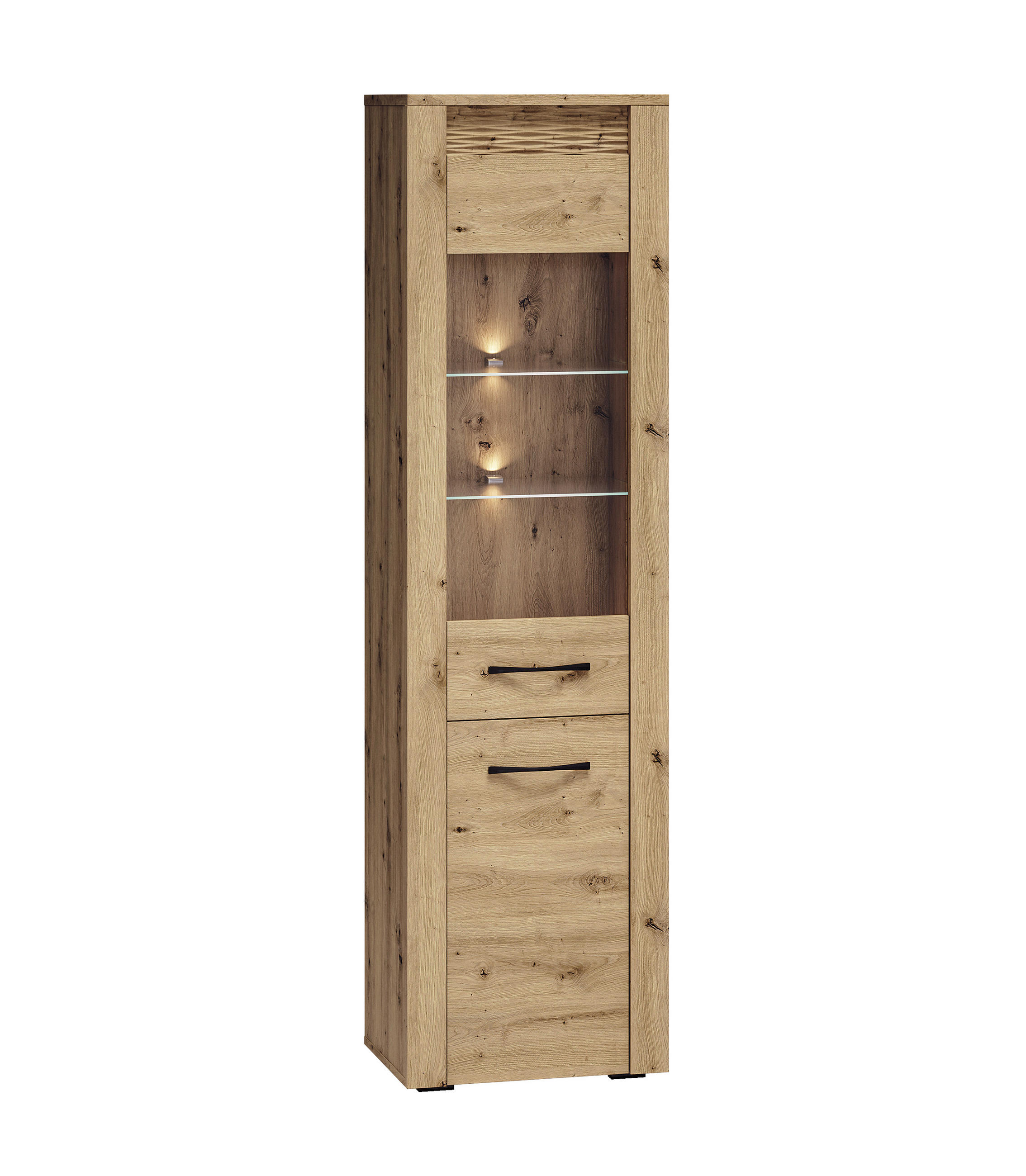 VITRINE Artis Artisan Eiche 55 / 40 / 200cm - Eiche Artisan/Braun, Holz/Holzwerkstoff (55/200/40cm) - Feldmann-Wohnen