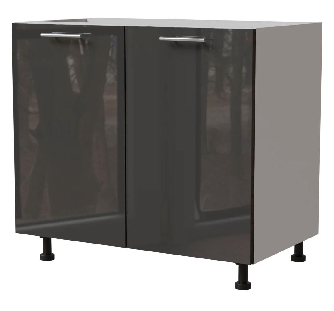 KÜCHENUNTERSCHRANK Essen D11/90 Graphit Hochglanz / Weiß Matt 90 / 50 / 82cm - Graphitfarben/Weiß, Holz/Holzwerkstoff (90/82/50cm) - Feldmann-Wohnen