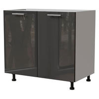 KÜCHENUNTERSCHRANK Essen D11/90 Graphit Hochglanz / Weiß Matt 90 / 50 / 82cm - Graphitfarben/Weiß, Holz/Holzwerkstoff (90/82/50cm) - Feldmann-Wohnen