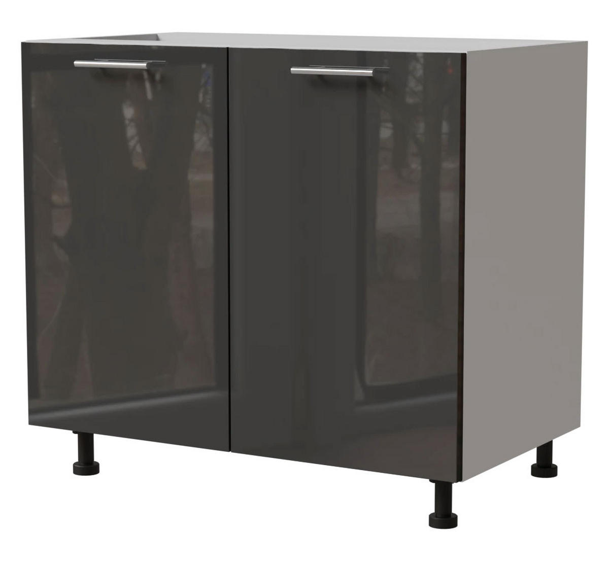 KÜCHENUNTERSCHRANK Essen D11/90 Graphit Hochglanz / Weiß Matt 90 / 50 / 82cm - Graphitfarben/Weiß, Holz/Holzwerkstoff (90/82/50cm) - Feldmann-Wohnen