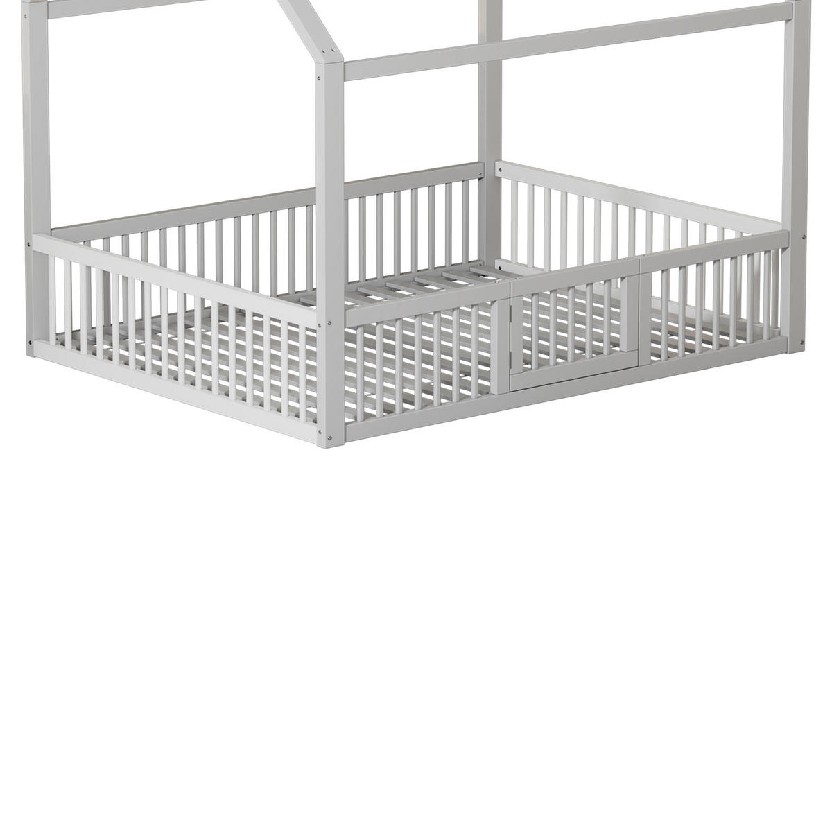 HAUSBETT 140/200 cm DE-04780, mit Türchen und Sicherheitsgitter, in Weiß - Weiß, Holz/Holzwerkstoff (140/200cm) - ComfortXL