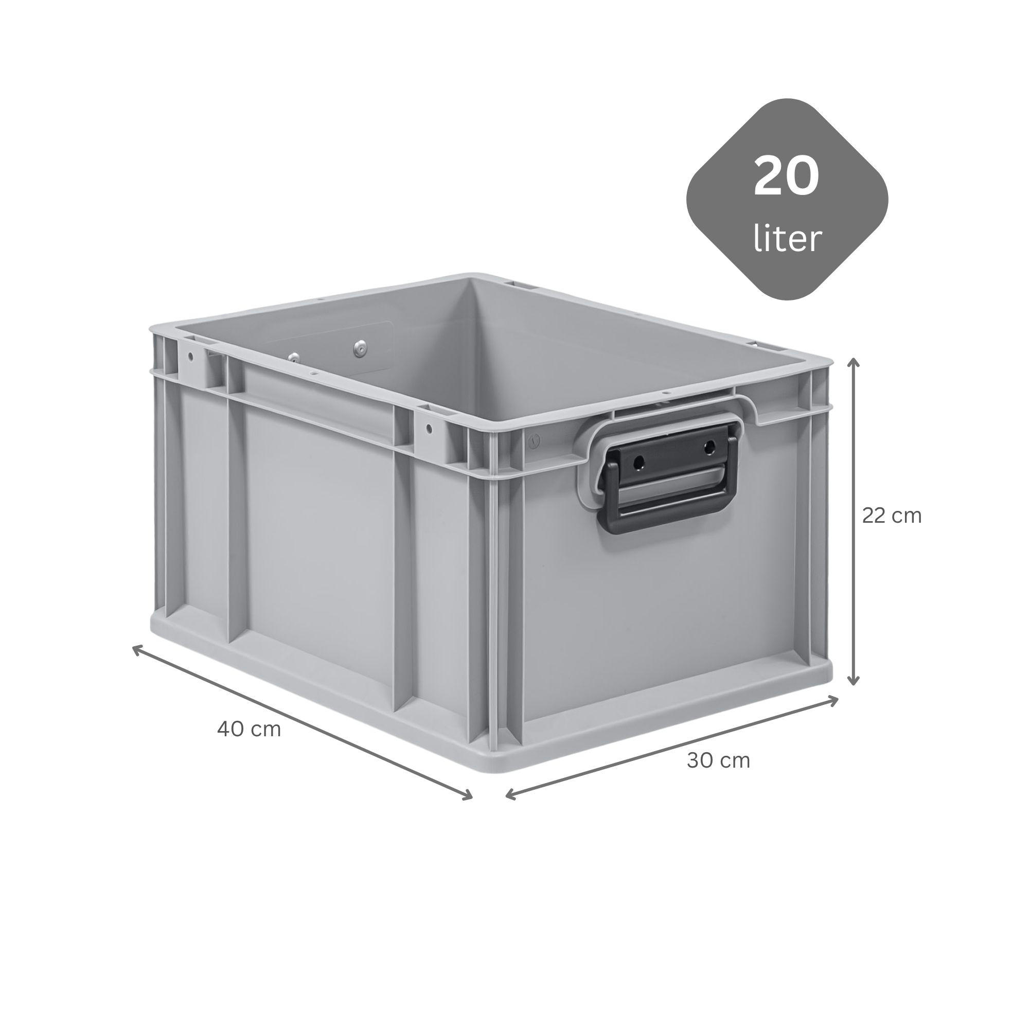 EUROBOX 5x Nextgen Portable Duo 22x30x40cm 20 Liter - Grau, Kunststoff (30/22/40cm) - PROREGAL