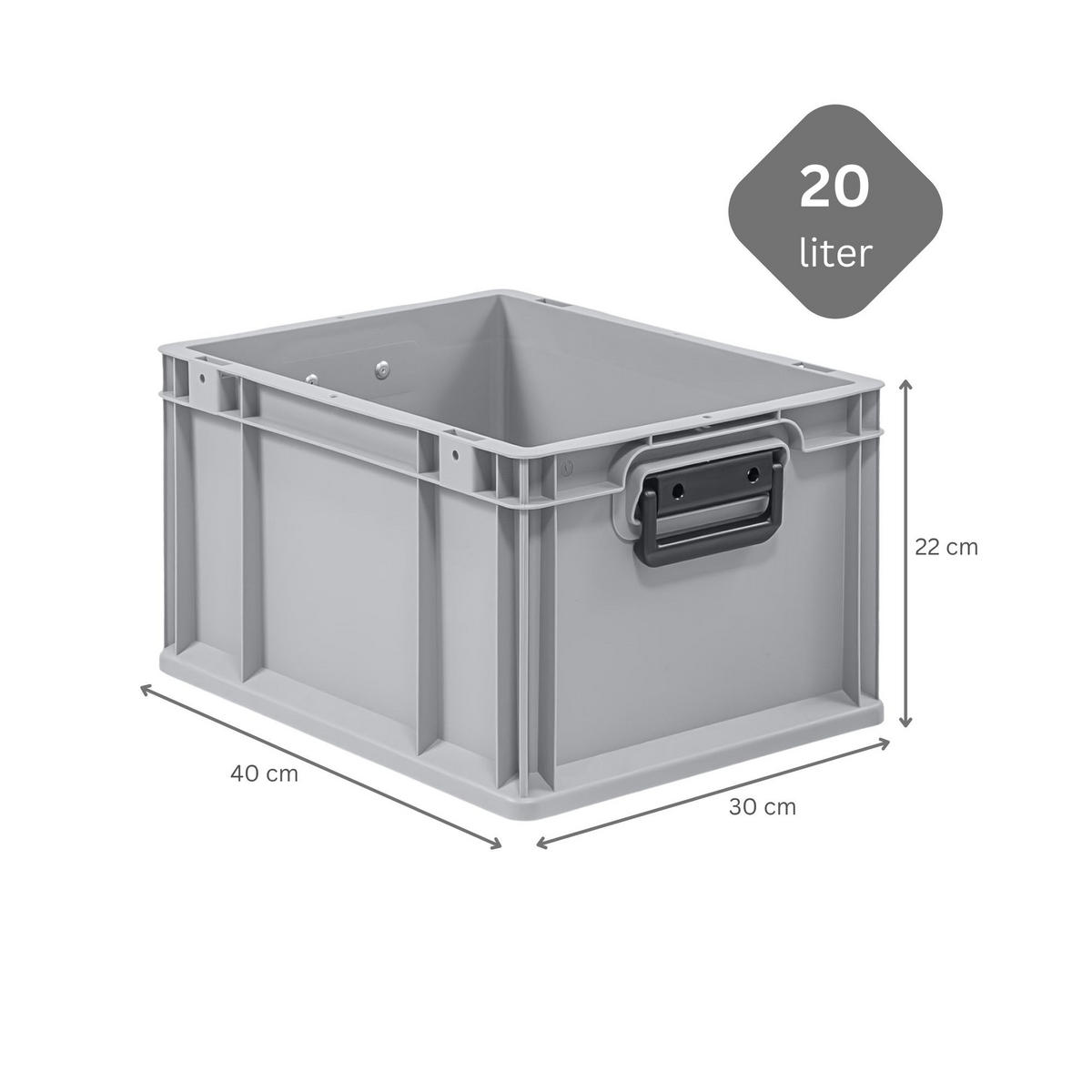 EUROBOX 5x Nextgen Portable Duo 22x30x40cm 20 Liter - Grau, Kunststoff (30/22/40cm) - PROREGAL