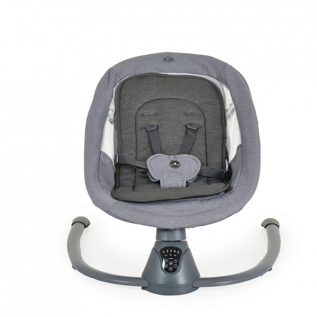 BABYWIPPE Zara dunkelgrau Moskitonetz, Fernbedienung, USB-Anschluss, 5-Punkt-Gurt, 12 Melodien - Grau, Metall - Cangaroo