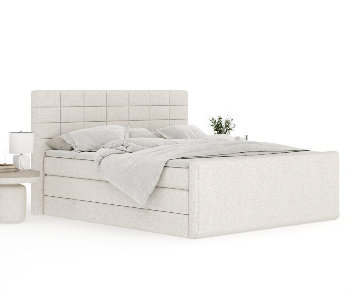BOXSPRINGBETT Ava Beige 140/200 cm - Beige/Schwarz, Holz/Holzwerkstoff (140/200cm) - Maison de Reve