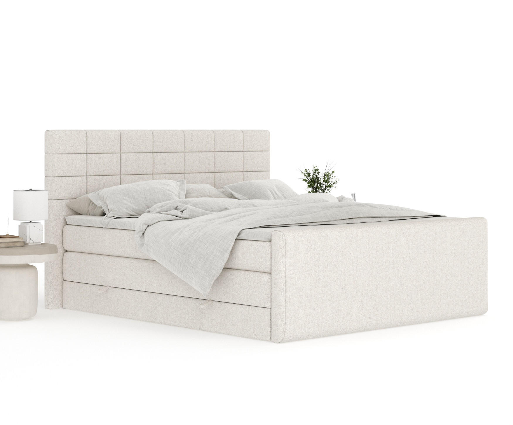 Thumbnail - Maison de Reve Boxspringbett, Beige, Textil, Buche, Kiefer, H2, 7-Zonen, Höhe ca. 40 cm, 180x200 cm, Handmade in Europe,...