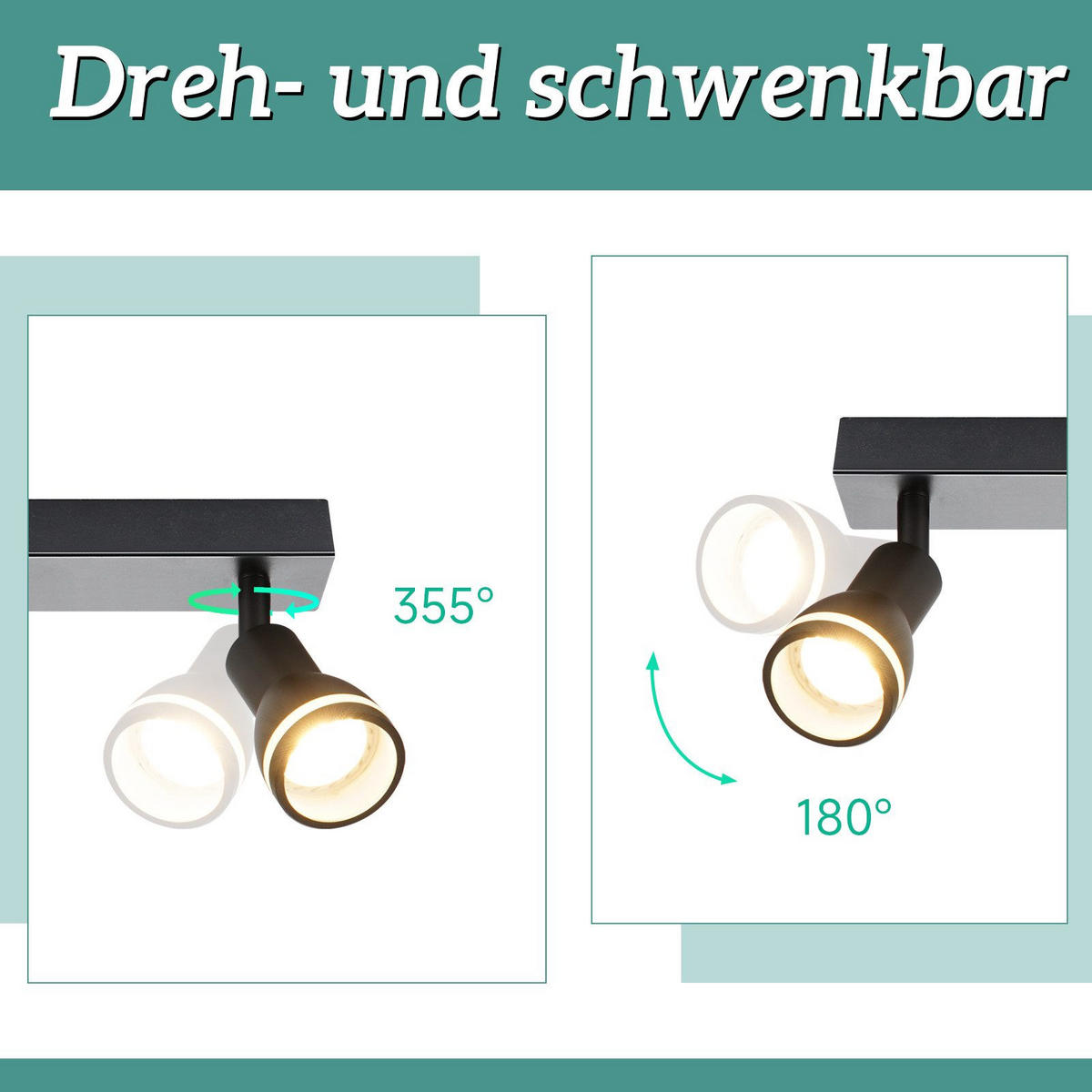 STRAHLER Kissingen 4-flammig 55/5/15.7 cm - Schwarz, Metall (55/5/15.7cm) - Nettlife