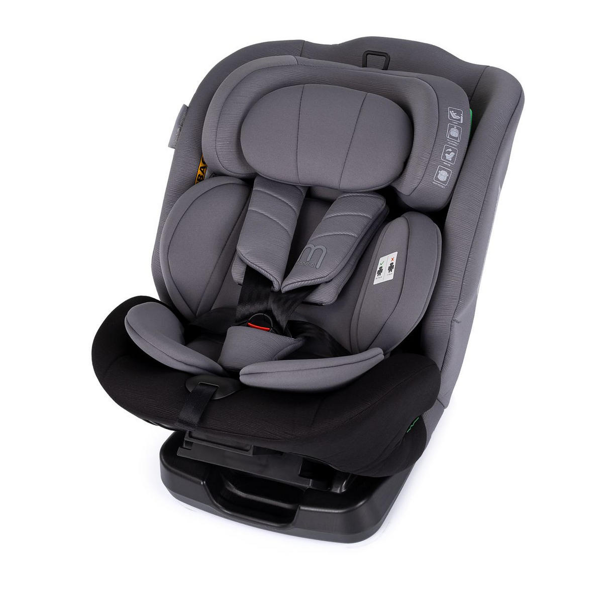 KINDERSITZ Mondial i-Size grau (40-150cm) Liegeposition Kopfstütze Gurt - Schwarz, Kunststoff (44/80/51cm) - Chipolino