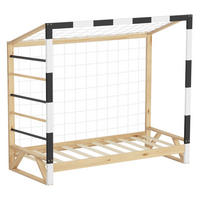 KINDERBETT Fußballtor 80x160 cm Schwarz-Weiß - Hellbraun, Holz (80/170cm) - ML-DESIGN