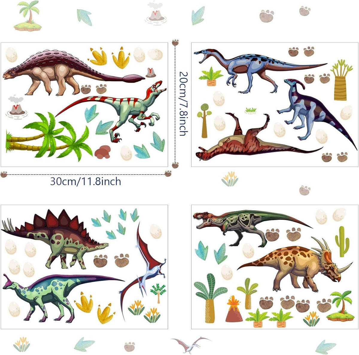 WANDAUFKLEBER Dinosaurier, Phosphoreszierend, Abnehmbar - Weiß, Kunststoff (30/1/20cm) - Authentics