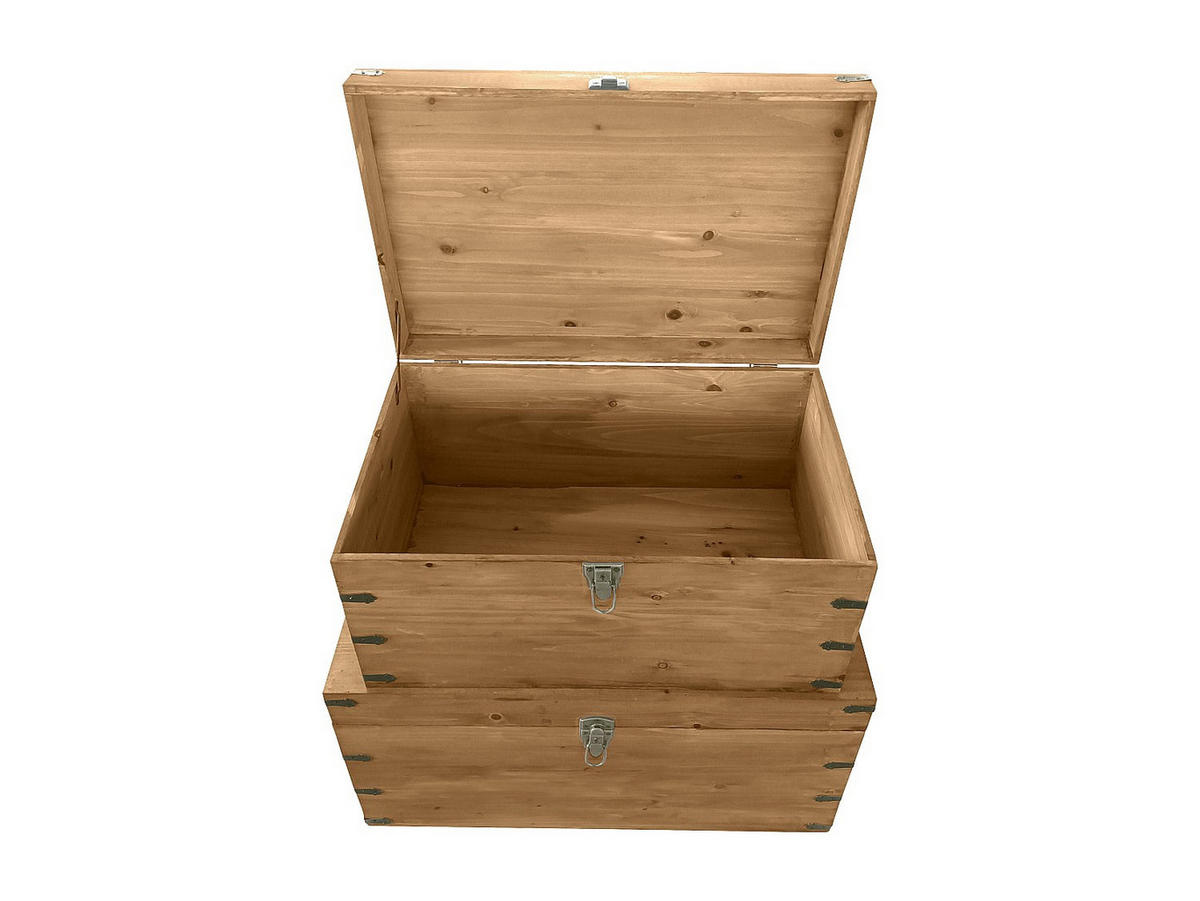 2ER-SET Koffer - Tannenholz & MDF - 70 x 46 x 35 cm & 60 x 38 x 30 cm - Holzfarben - MALOUEN - Naturfarben, Holz (70/35/46cm) - Vente-Unique