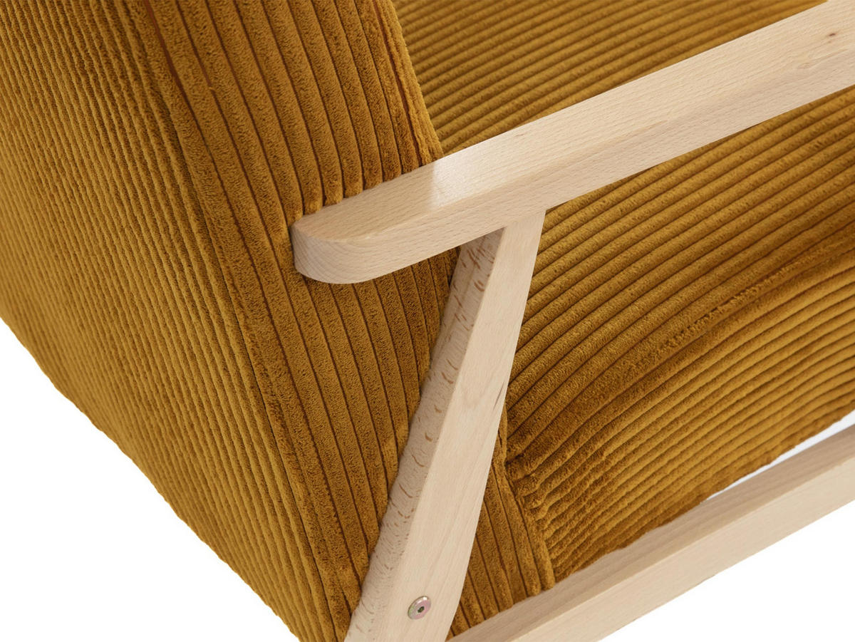 SESSEL Retro - Gelb/Naturfarben, Holz/Textil (59/76/67cm) - MIRJAN24