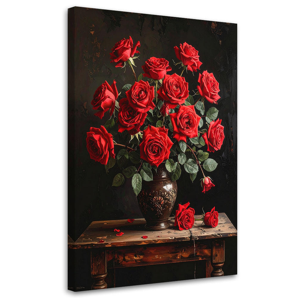 LEINWANDBILD Blumen 80x120cm - Rot, Textil (80/120cm) - Feeby