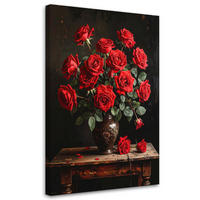 LEINWANDBILD Blumen 80x120cm - Rot, Textil (80/120cm) - Feeby