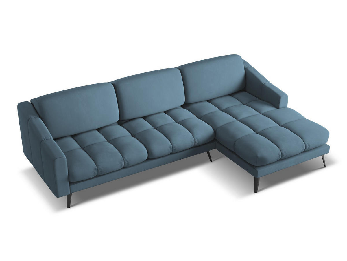 ECKSOFA Rechts Chenille Stoff Blau - Blau/Blaugrau, Textil/Metall (264/160cm) - Makamii