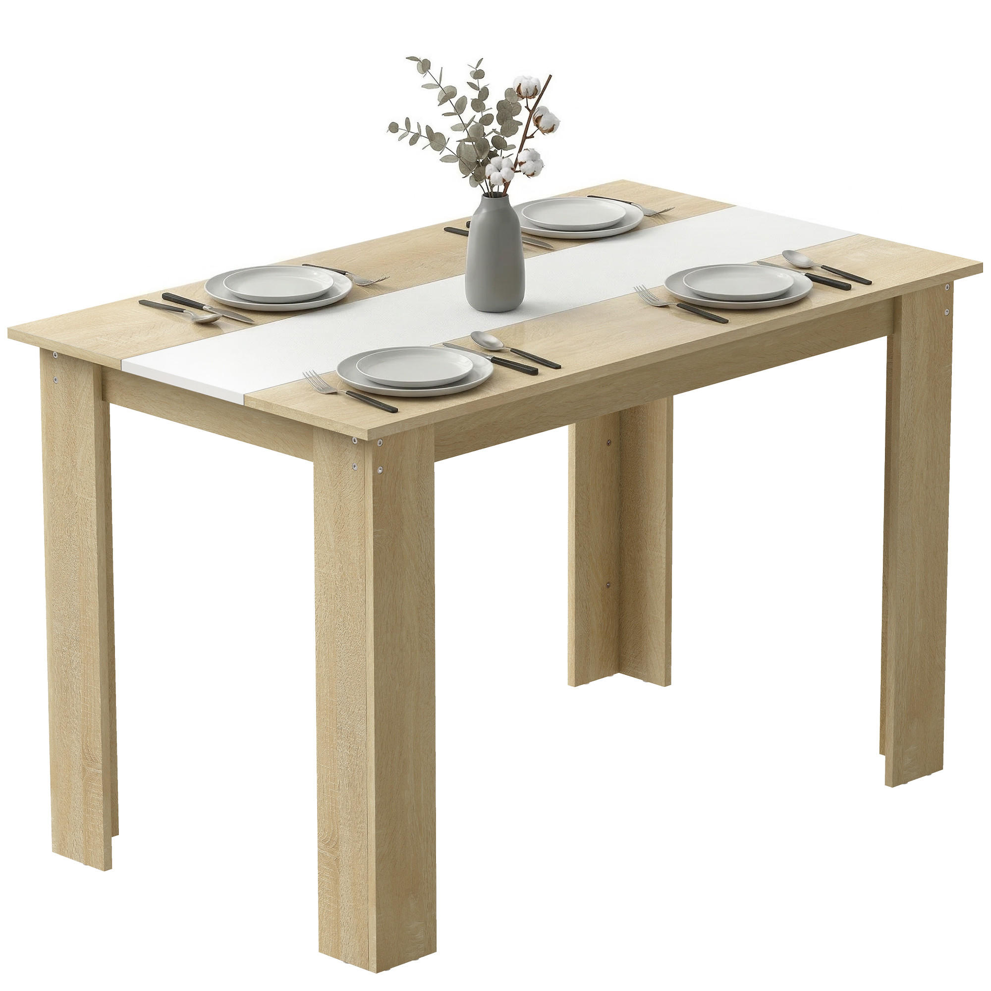 ESSTISCH Eichefarben Weiß Zweifarbig 120/69/75 cm - Eichefarben, Holz (69/120/75cm) - PANGIVO