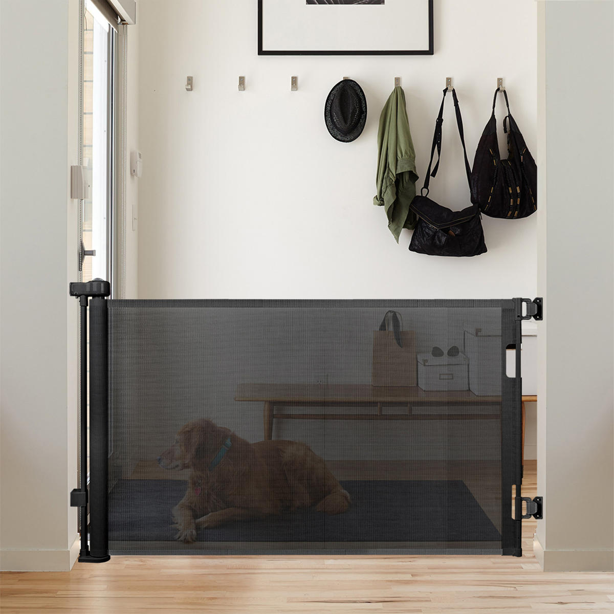 TÜRSCHUTZGITTER - Schwarz, Kunststoff/Metall (150/1cm) - Relaxdays