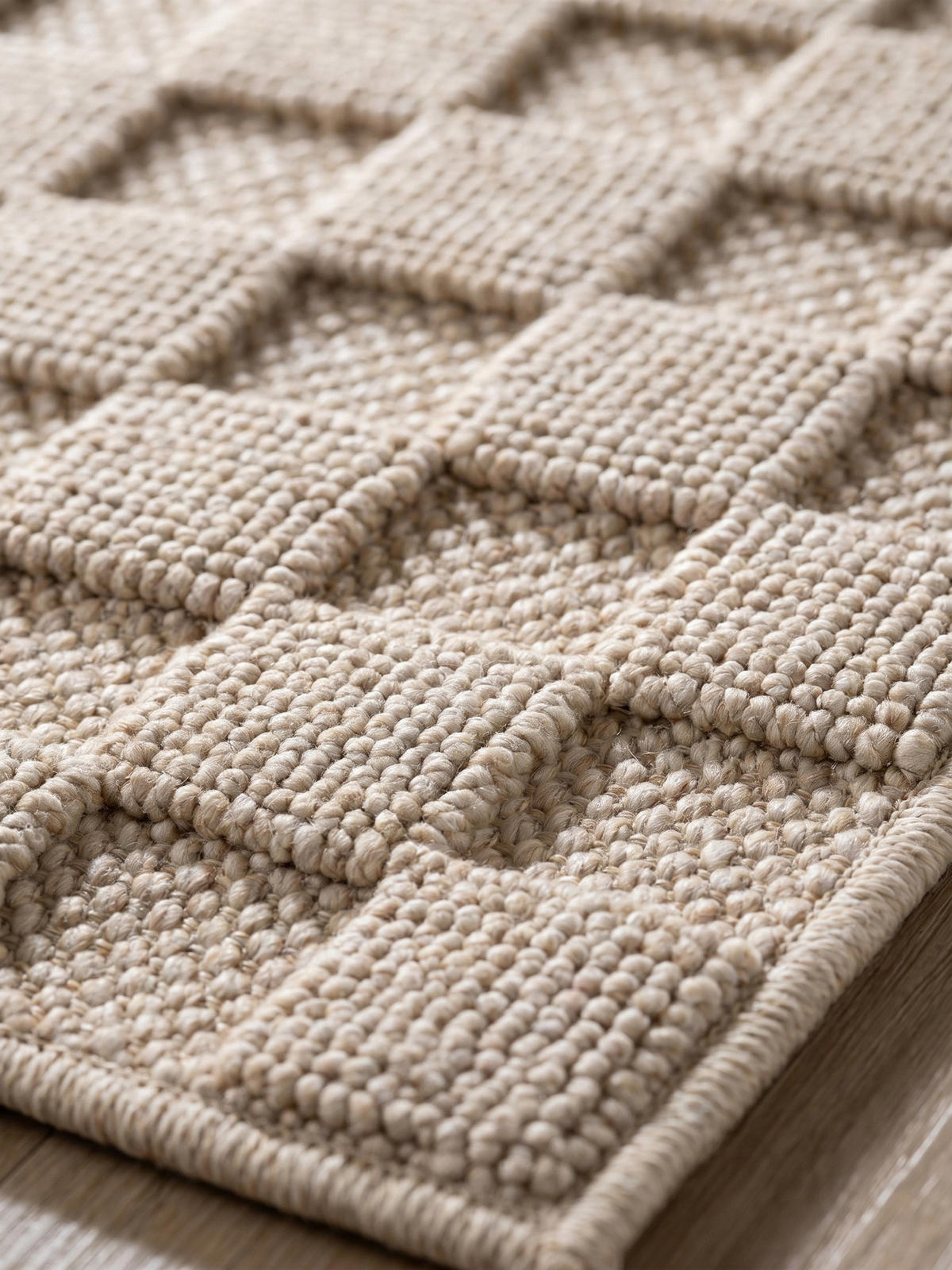 TEPPICH Flachgewebe LANGAU in Beige, mit Schachbrettmuster, Ø 80 cm - Beige, Textil (80/80cm) - KADIMA DESIGN