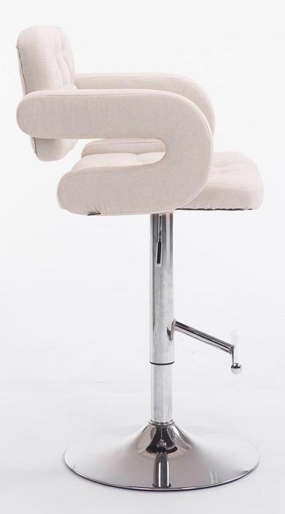 BARHOCKER Dubai, 2er Set, Gestell Metall in Chromoptik, Stoff Beige - Chromfarben/Creme, Textil/Metall (52/100/55cm) - TPFLiving