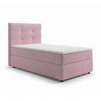 BOXBETT SAKARYA 100x200 cm mit Bettkasten und Matratze - Rosa + TOPPER - Schwarz/Rosa, Holz/Holzwerkstoff (100/200cm) - AX Living