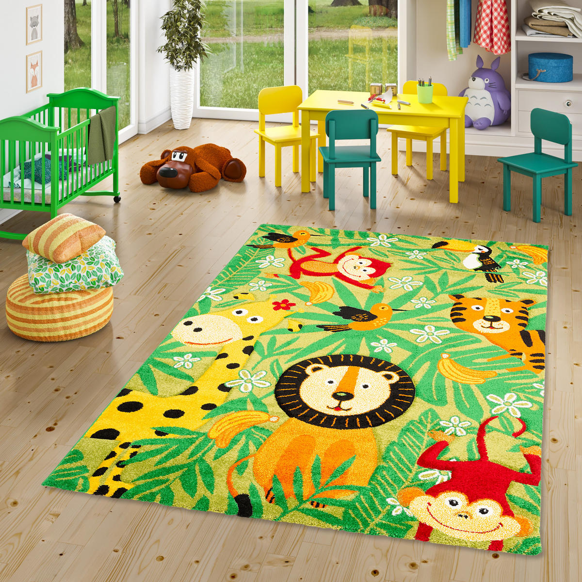 KINDER TEPPICH MAUI KIDS SAFARI - Grün, Textil (80/150cm) - Pergamon
