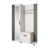 GARDEROBENSCHRANK Livia mit Aufhängern und Spiegel, Weiß, rechts - Schwarz, Holzwerkstoff (137/207/42cm) - Beautysofa
