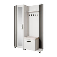 GARDEROBENSCHRANK Livia mit Aufhängern und Spiegel, Weiß, rechts - Schwarz, Holzwerkstoff (137/207/42cm) - Beautysofa