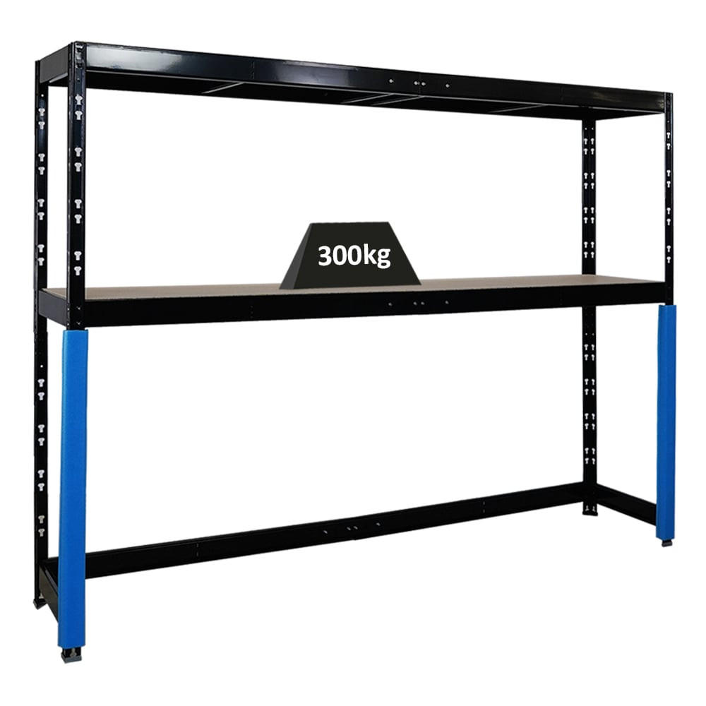 PROREGAL Garagenregal HERCULES 180x240x50cm 2 Lagerebenen Schwarz - Schwarz, Metall (240/180/50cm) - PROREGAL