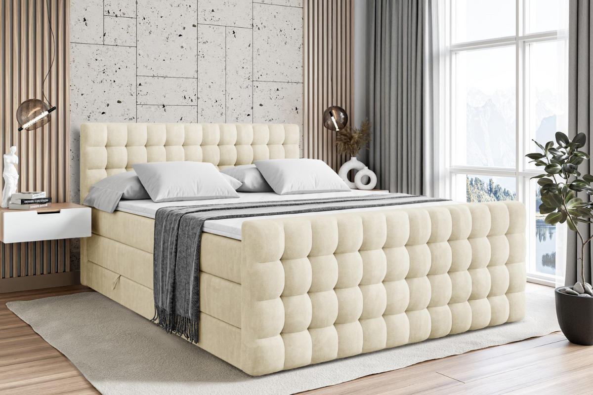 BOXSPRINGBETT VIONE-Z KING - 200 x 200 - H3/H4 - Beige - Beige, Holzwerkstoff (200/200cm) - ALTDECOR