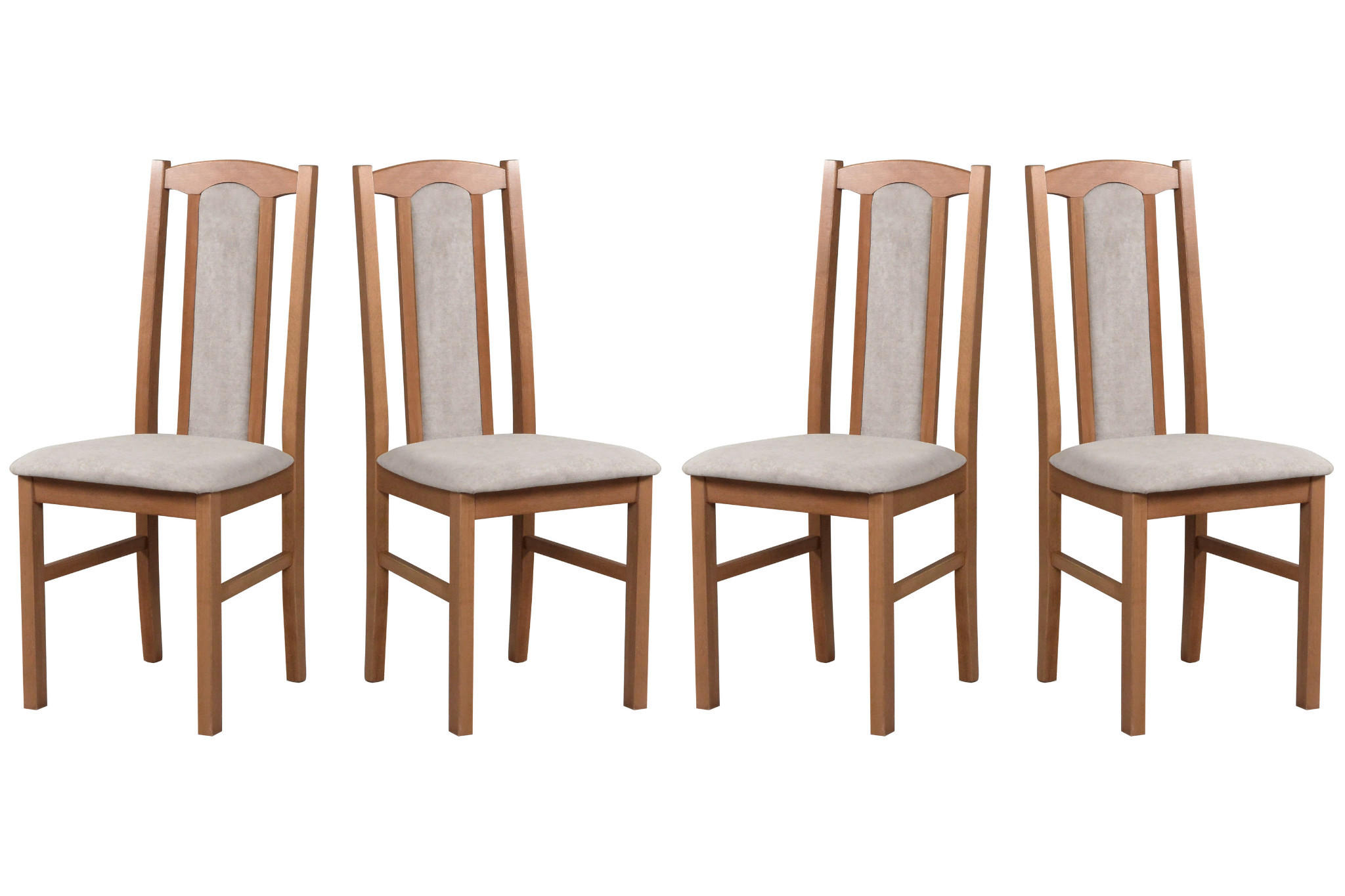 ESSZIMMERSTUHL – Set 4x Bos 7 Hell nussbaum, soro 23 - Hellbraun/Beige, Holz (43/96/40cm) - Leaf Design