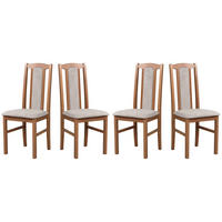 ESSZIMMERSTUHL – Set 4x Bos 7 Hell nussbaum, soro 23 - Hellbraun/Beige, Holz (43/96/40cm) - Leaf Design
