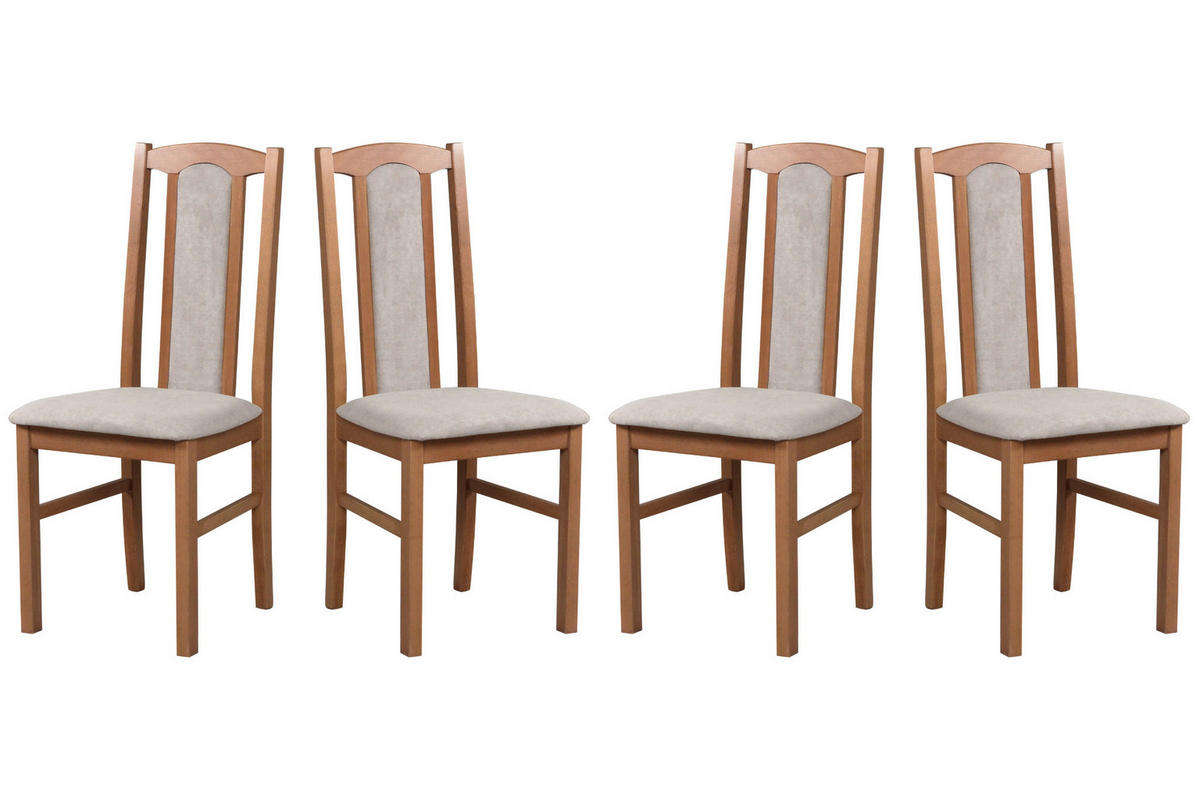 ESSZIMMERSTUHL – Set 4x Bos 7 Hell nussbaum, soro 23 - Hellbraun/Beige, Holz (43/96/40cm) - Leaf Design